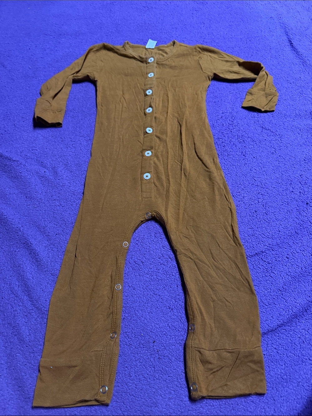 kate quinn Brown Long-Sleeve Footed One-Piece with Front Snaps